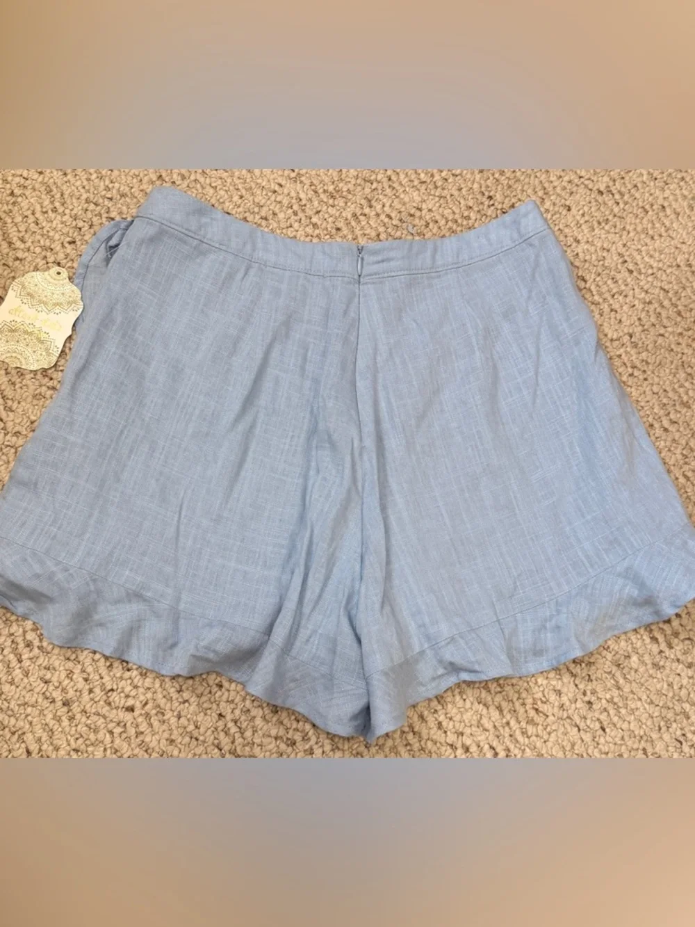 Altar’d State NWT Blue Linen Blend Ruffle Wrap Skort Shorts Medium‎